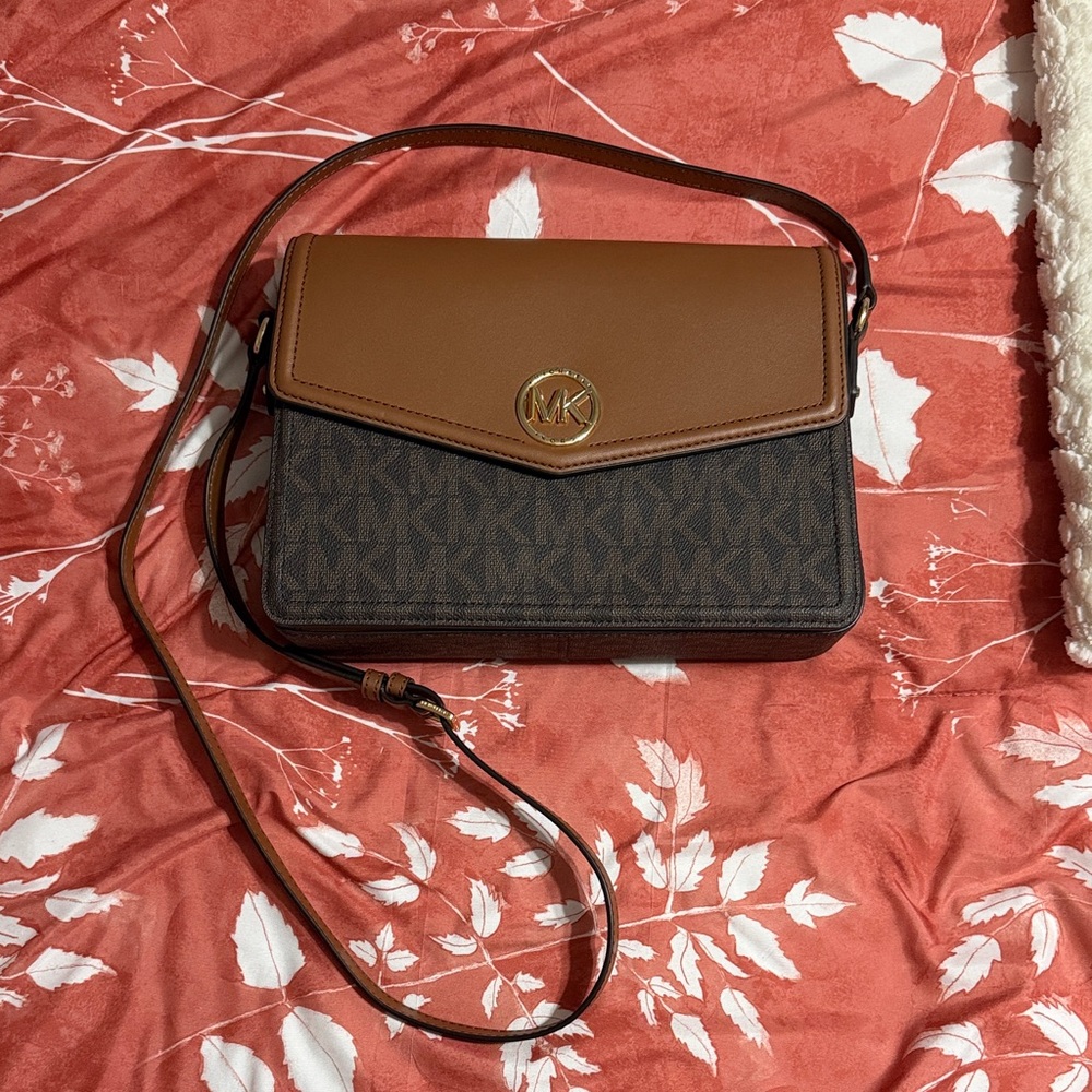 Michael Kors Two-Tone Crossbody Bag in Brown and Tan